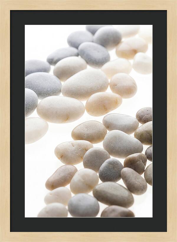 Smooth Sea Stones In Bands Of Grey