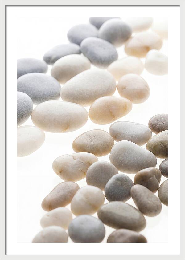 Smooth Sea Stones In Bands Of Grey