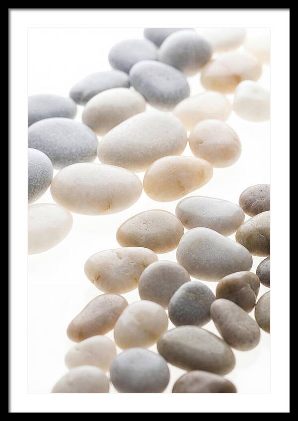 Smooth Sea Stones In Bands Of Grey