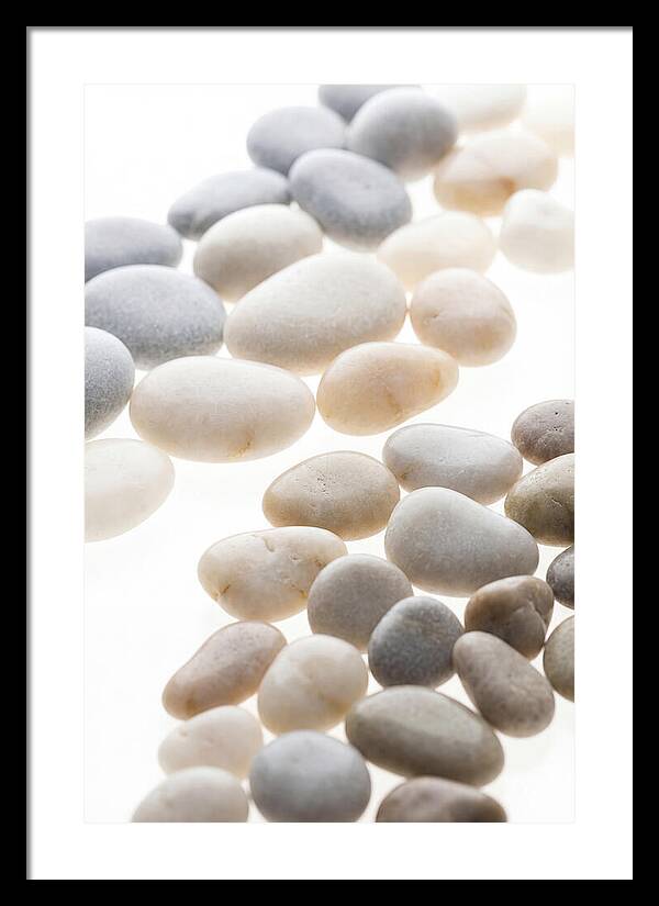 Smooth Sea Stones In Bands Of Grey