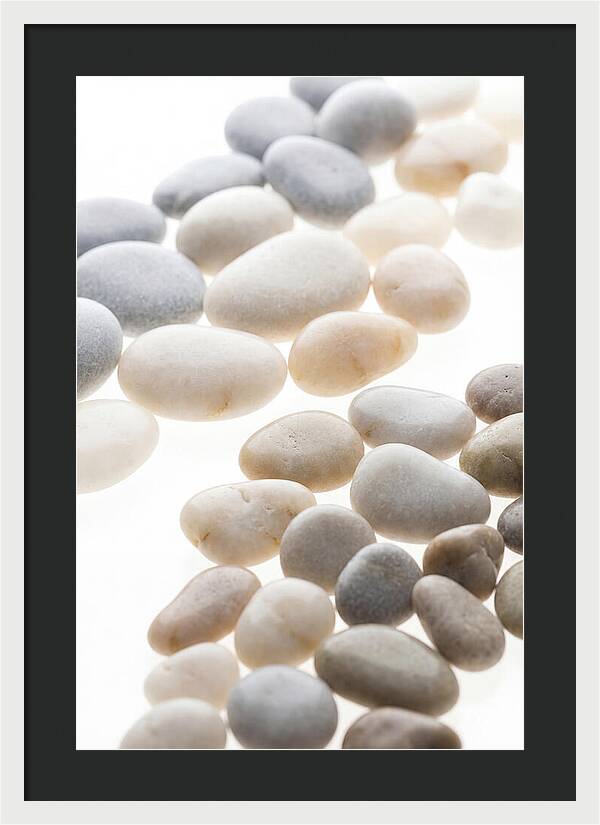 Smooth Sea Stones In Bands Of Grey