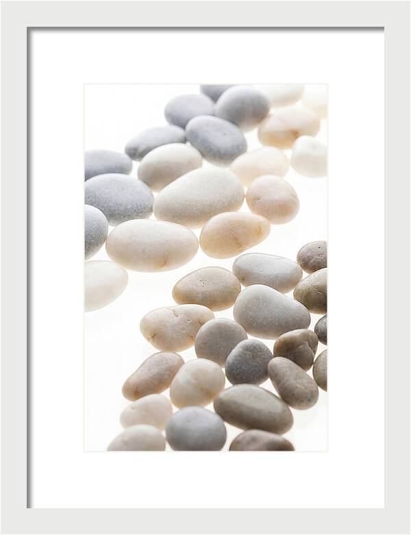 Smooth Sea Stones In Bands Of Grey