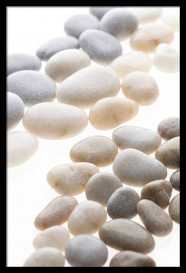 Smooth Sea Stones In Bands Of Grey