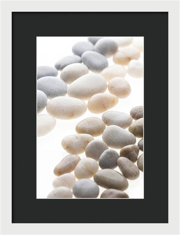 Smooth Sea Stones In Bands Of Grey
