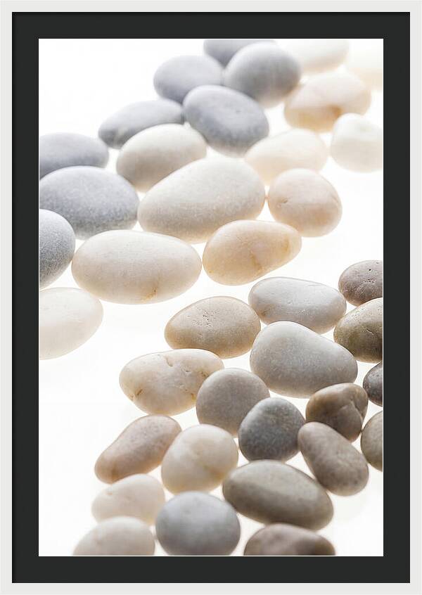 Smooth Sea Stones In Bands Of Grey