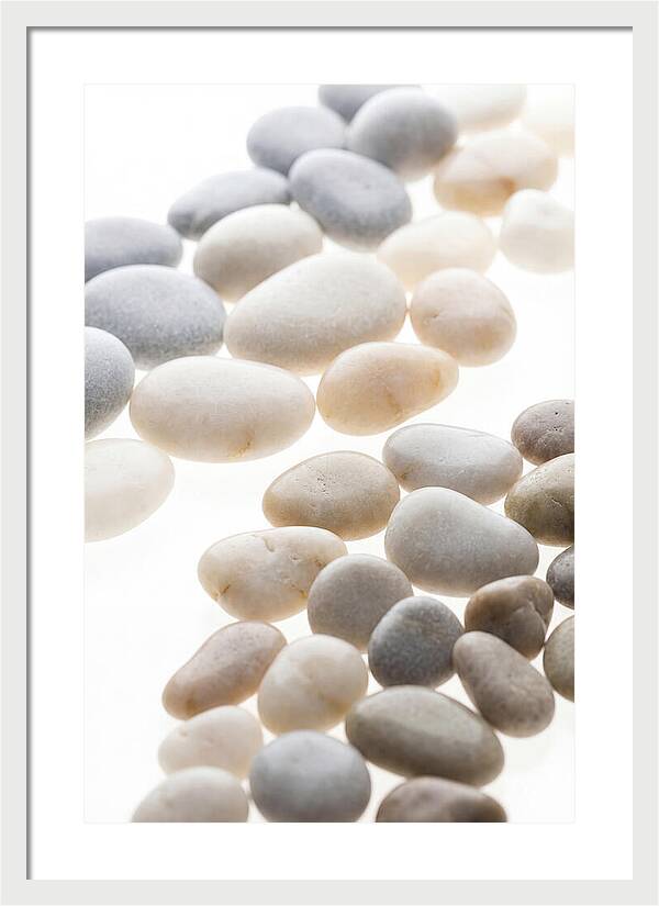Smooth Sea Stones In Bands Of Grey