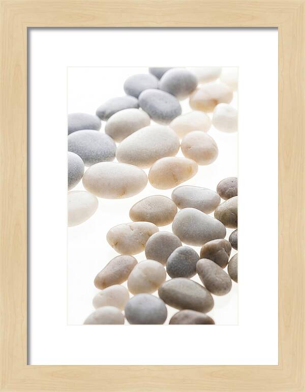 Smooth Sea Stones In Bands Of Grey