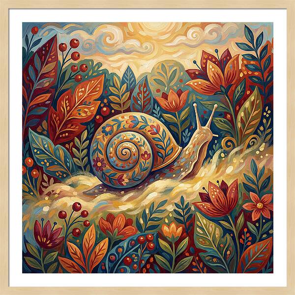Snail Among Vibrant Flora