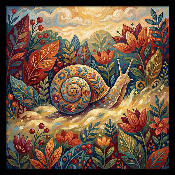 Snail Among Vibrant Flora