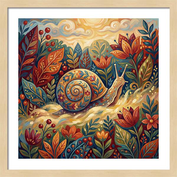 Snail Among Vibrant Flora
