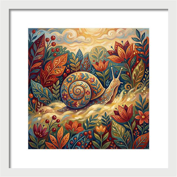 Snail Among Vibrant Flora