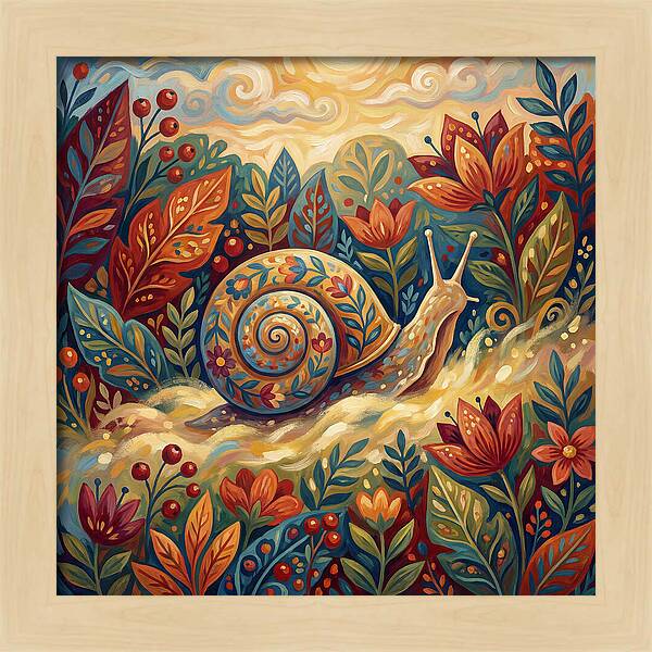 Snail Among Vibrant Flora