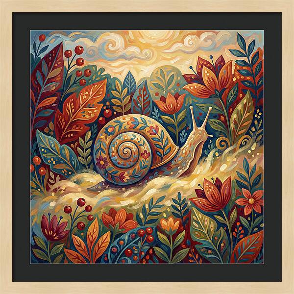 Snail Among Vibrant Flora