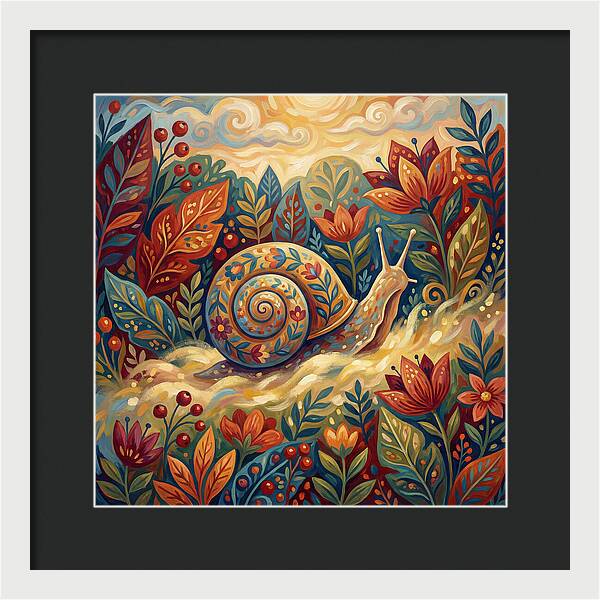 Snail Among Vibrant Flora