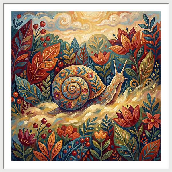 Snail Among Vibrant Flora