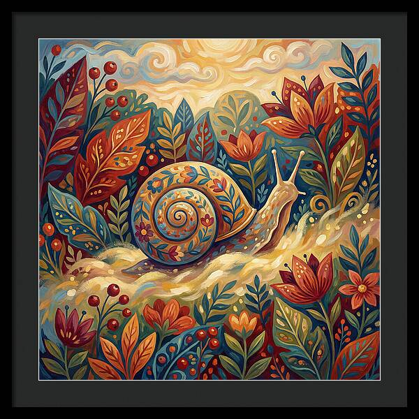 Snail Among Vibrant Flora