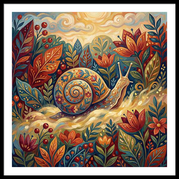 Snail Among Vibrant Flora