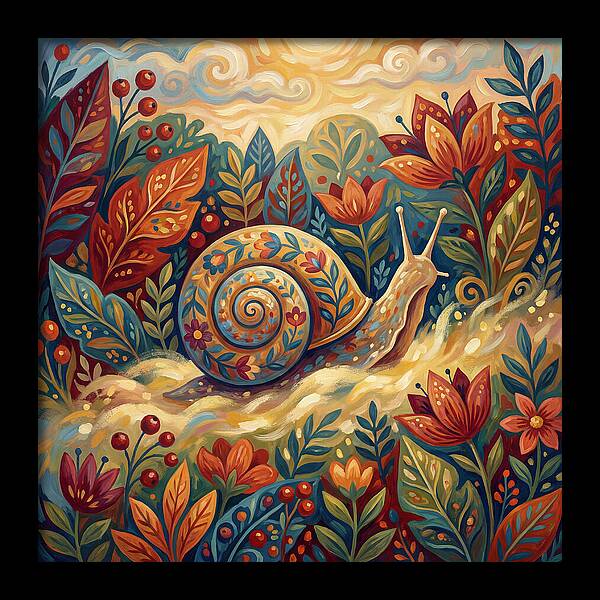 Snail Among Vibrant Flora