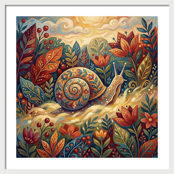 Snail Among Vibrant Flora