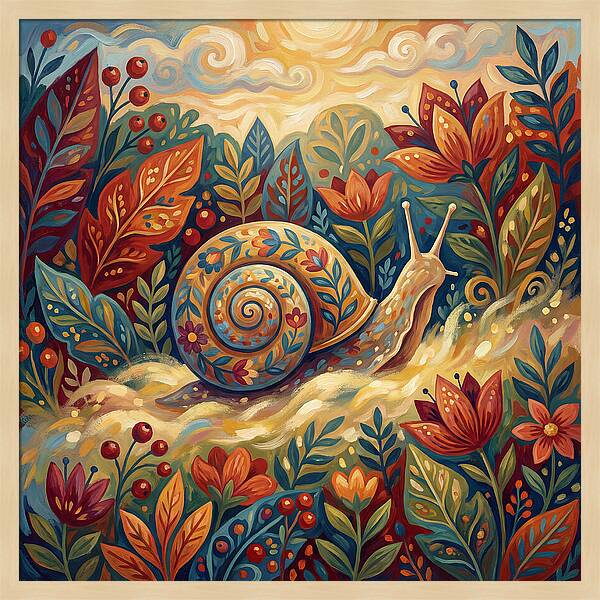 Snail Among Vibrant Flora