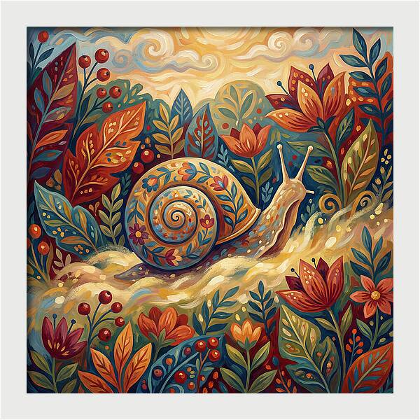 Snail Among Vibrant Flora