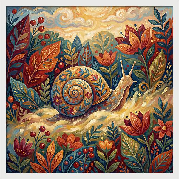Snail Among Vibrant Flora