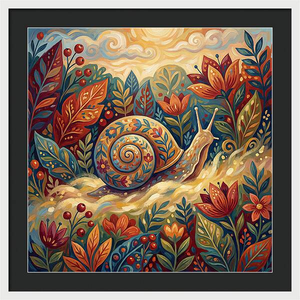 Snail Among Vibrant Flora