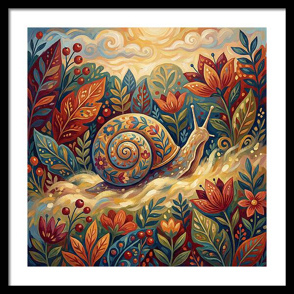 Snail Among Vibrant Flora