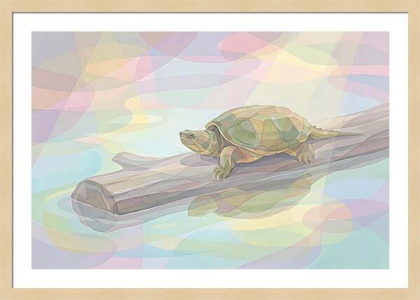 Snapping Turtle On Log