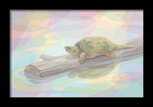 Snapping Turtle On Log