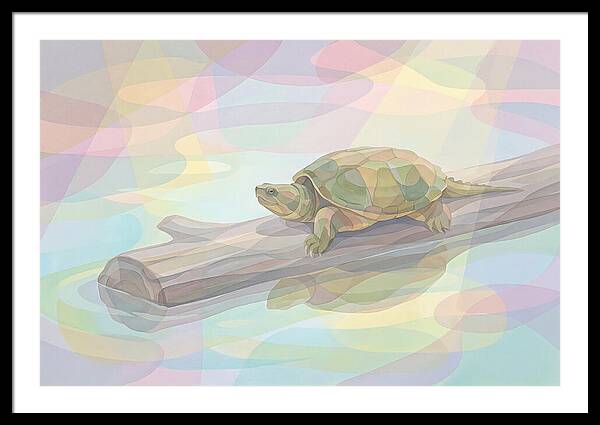 Snapping Turtle On Log