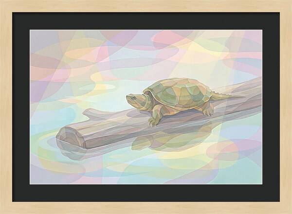 Snapping Turtle On Log