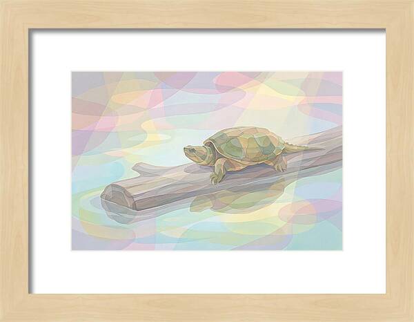 Snapping Turtle On Log