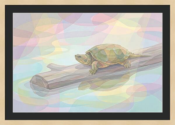 Snapping Turtle On Log