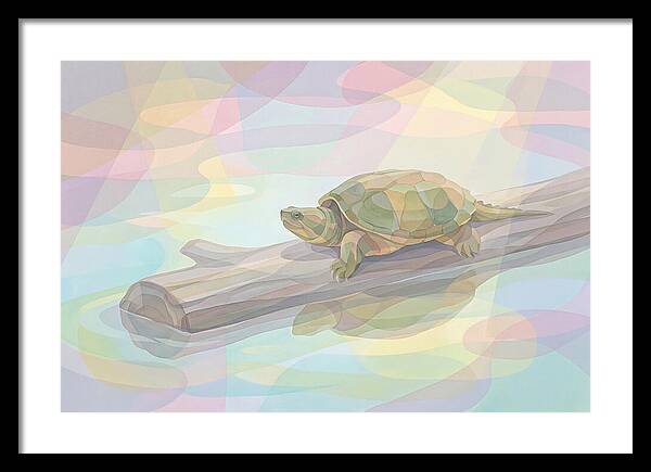 Snapping Turtle On Log