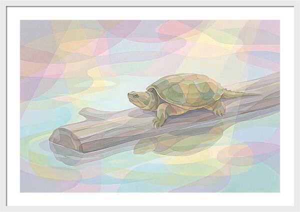 Snapping Turtle On Log