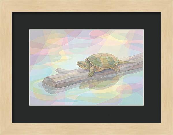 Snapping Turtle On Log