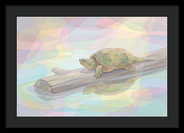 Snapping Turtle On Log