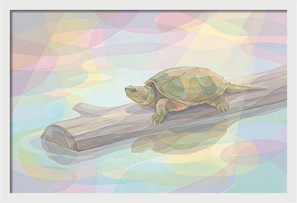 Snapping Turtle On Log