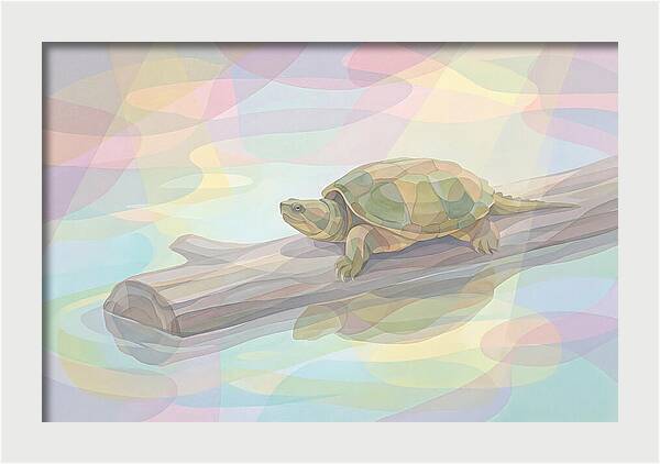 Snapping Turtle On Log