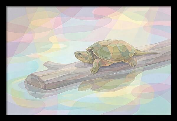 Snapping Turtle On Log
