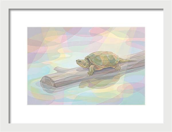 Snapping Turtle On Log