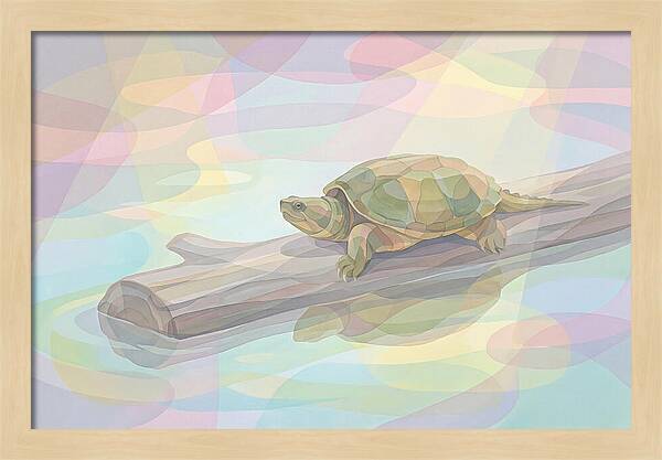 Snapping Turtle On Log