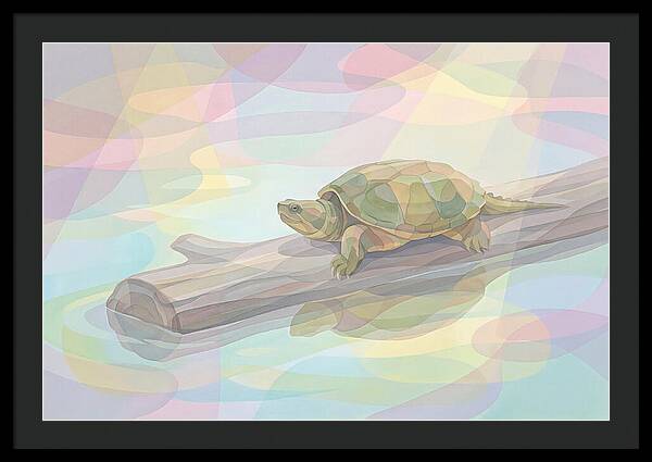 Snapping Turtle On Log