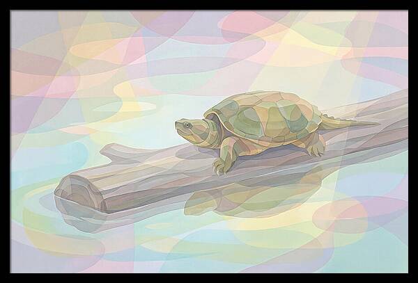 Snapping Turtle On Log