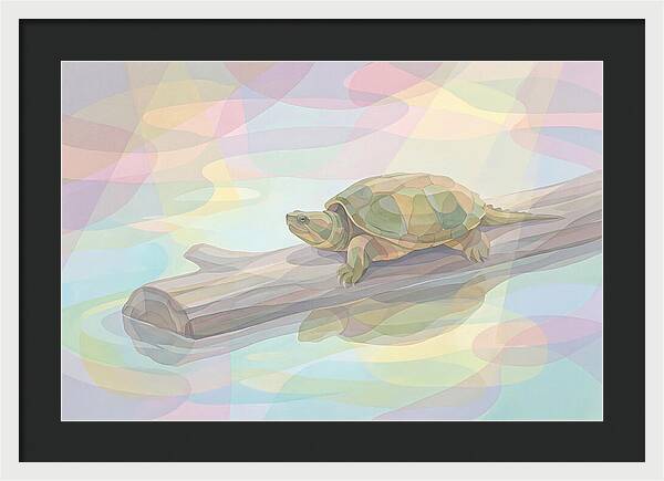 Snapping Turtle On Log