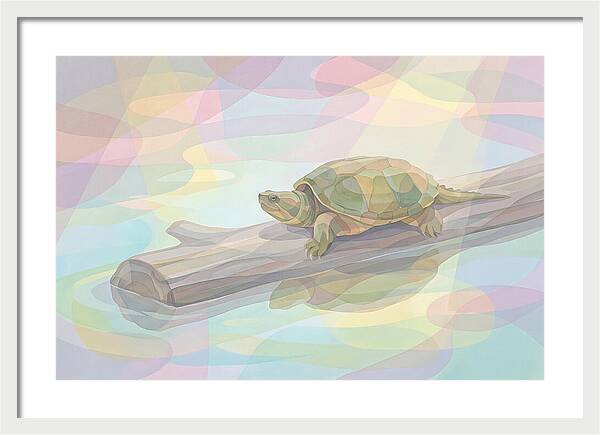 Snapping Turtle On Log