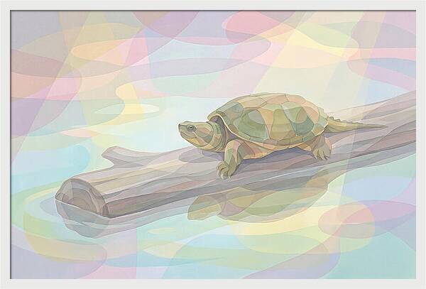 Snapping Turtle On Log