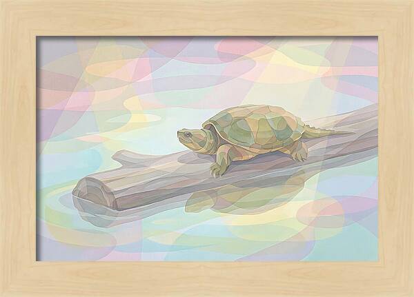 Snapping Turtle On Log