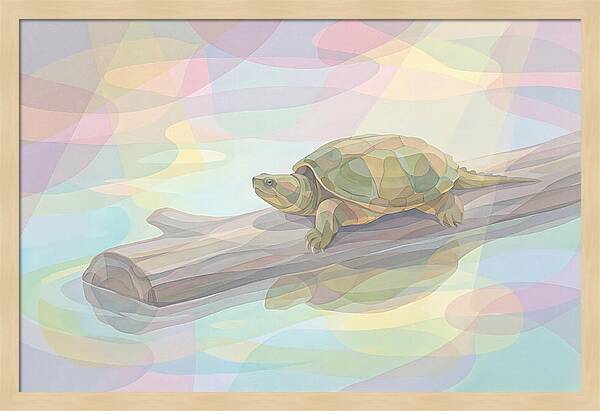 Snapping Turtle On Log